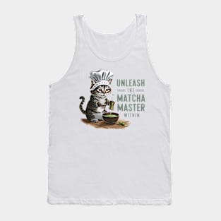 Matcha Master Cat Design: Whisk Your Way to Zen - Japanese-Inspired Tank Top